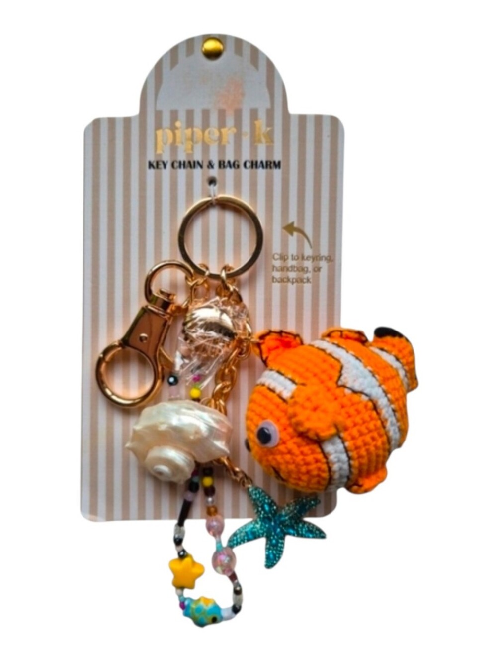 🧡▪️Piper K ▪️UK exclusive Orange Nemo  Fish Keychain & Bag Charm